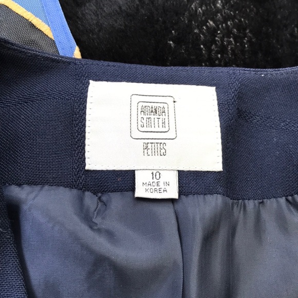 Amanda Smith Petites Navy Blue 2 pc Double Button Look Blazer Skirt Set 10 - Picture 16 of 16